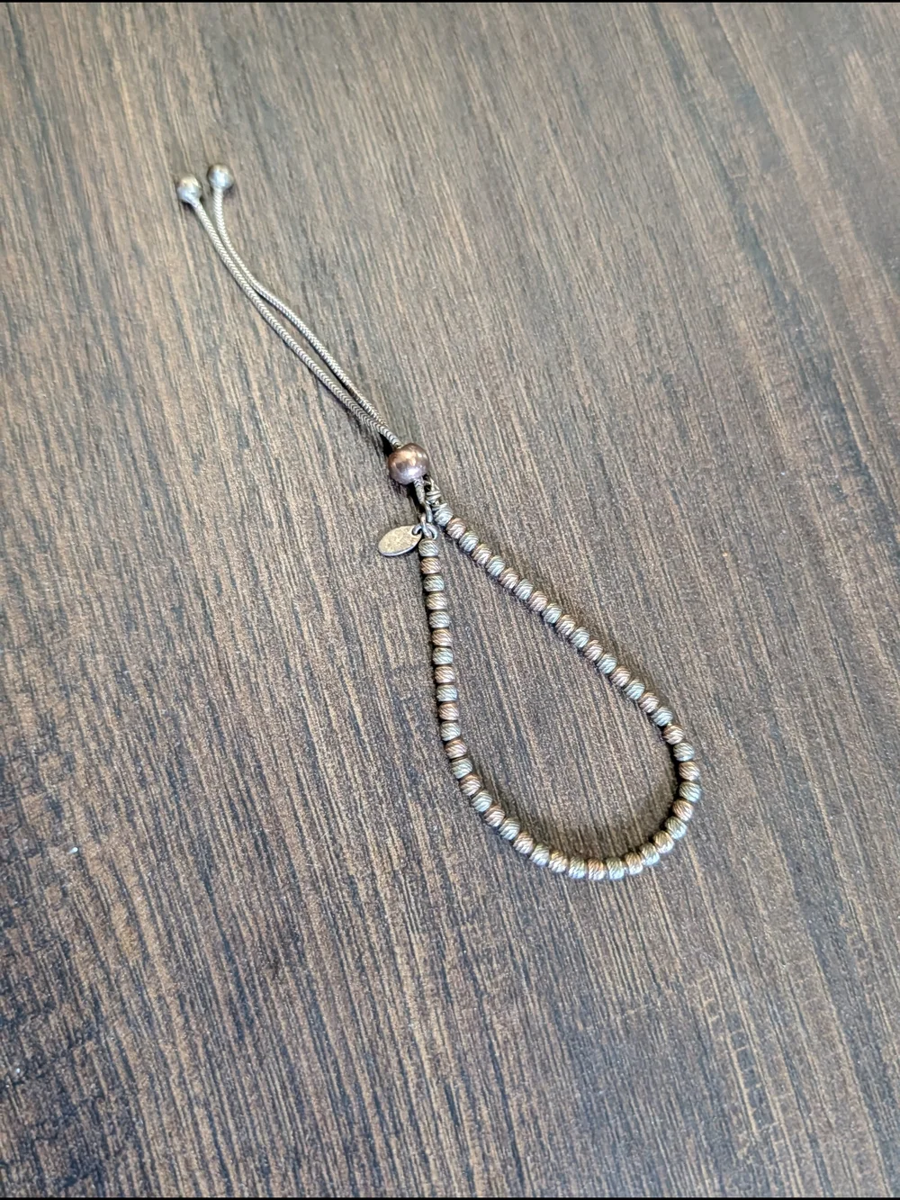 DYADEMA Italy 925 Sterling Silver Adjustable Bead Charm Silver/Bronze Bracelet